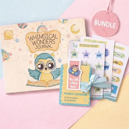 Whimsical Wonders Journal + Sticker Sheet (Set of 3) +  Whimsy's Magnetic Bookmark