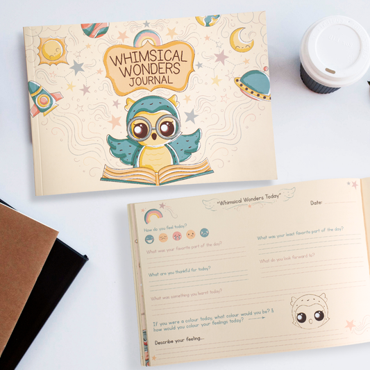 Whimsical Wonders Journal + Sticker Sheet (Set of 3) +  Whimsy's Magnetic Bookmark