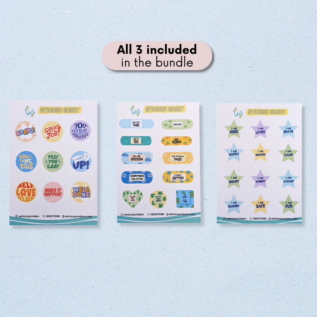 Whimsical Wonders Journal + Sticker Sheet (Set of 3) +  Whimsy's Magnetic Bookmark